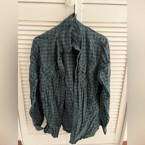 Green and black checkered button up flannel